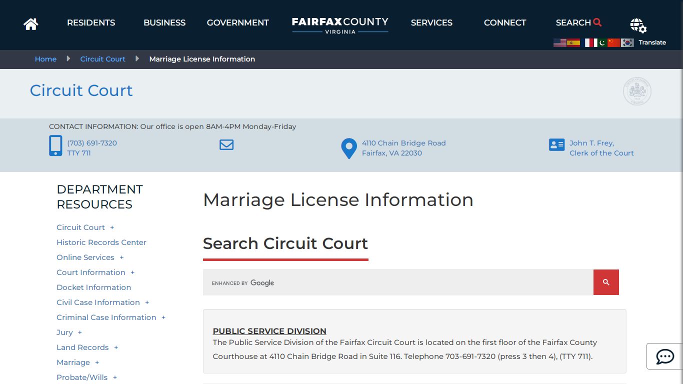 Marriage License Information | Circuit Court - Fairfax County, Virginia