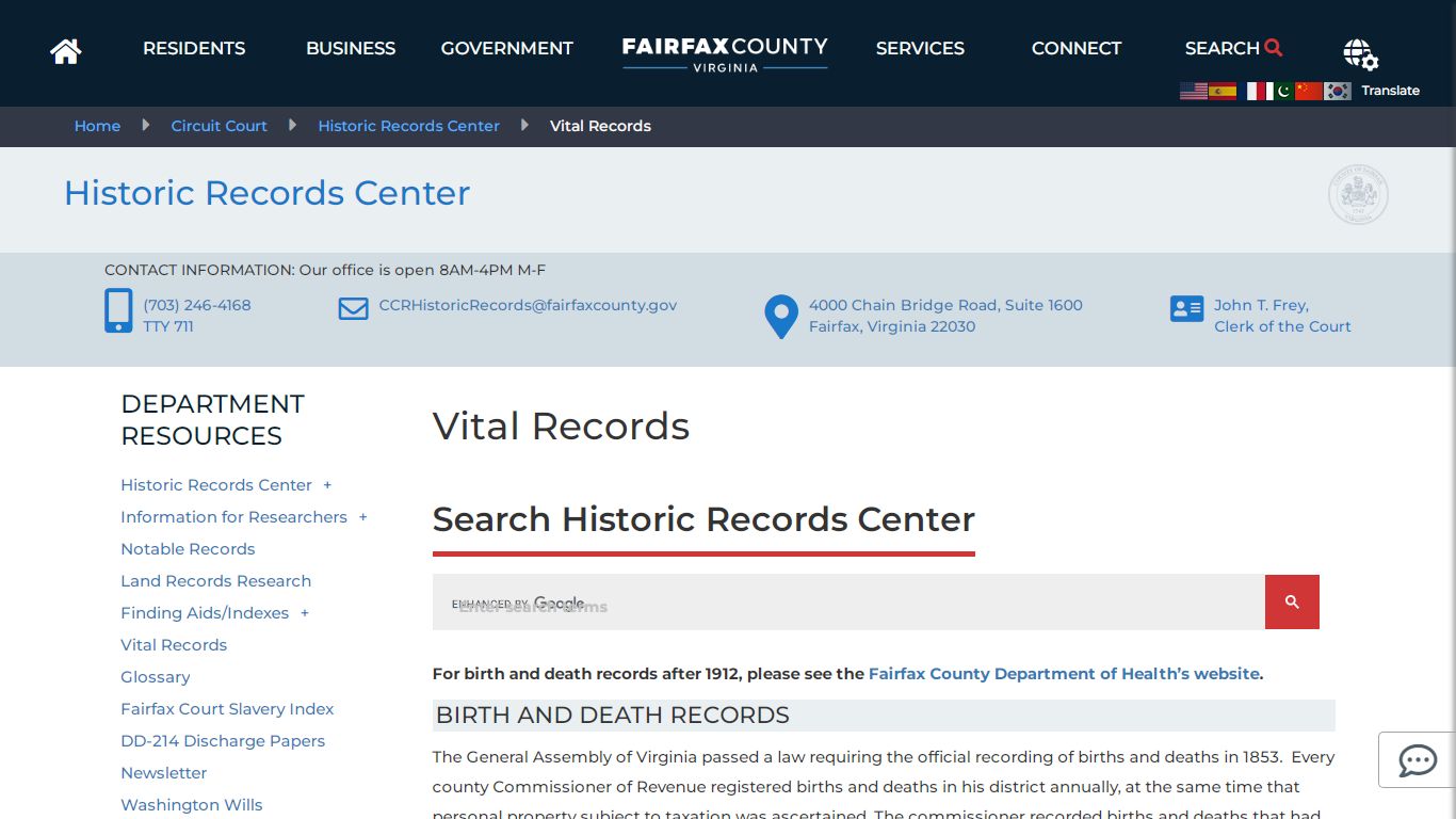 Vital Records | Circuit Court - Fairfax County, Virginia